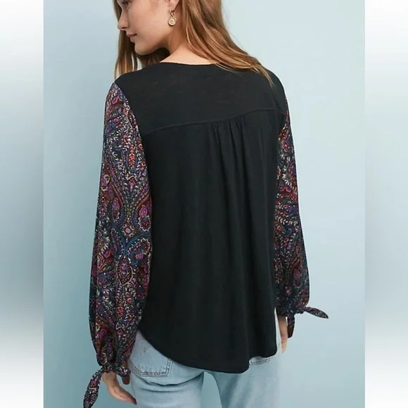 Anthropologie Maybelle Tied Sleeve Top by Akemi + Kin - Picture 2 of 10